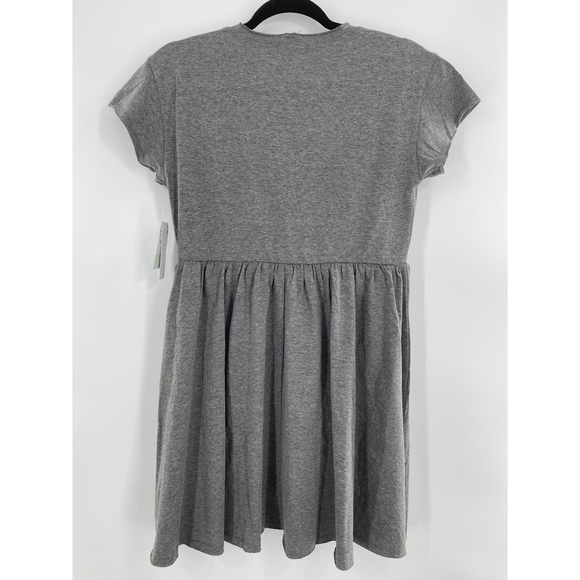Abound NWT Short Cap Sleeve Raw Edge Crew Neck T Shirt Mini Dress Gray Small New - Picture 4 of 8
